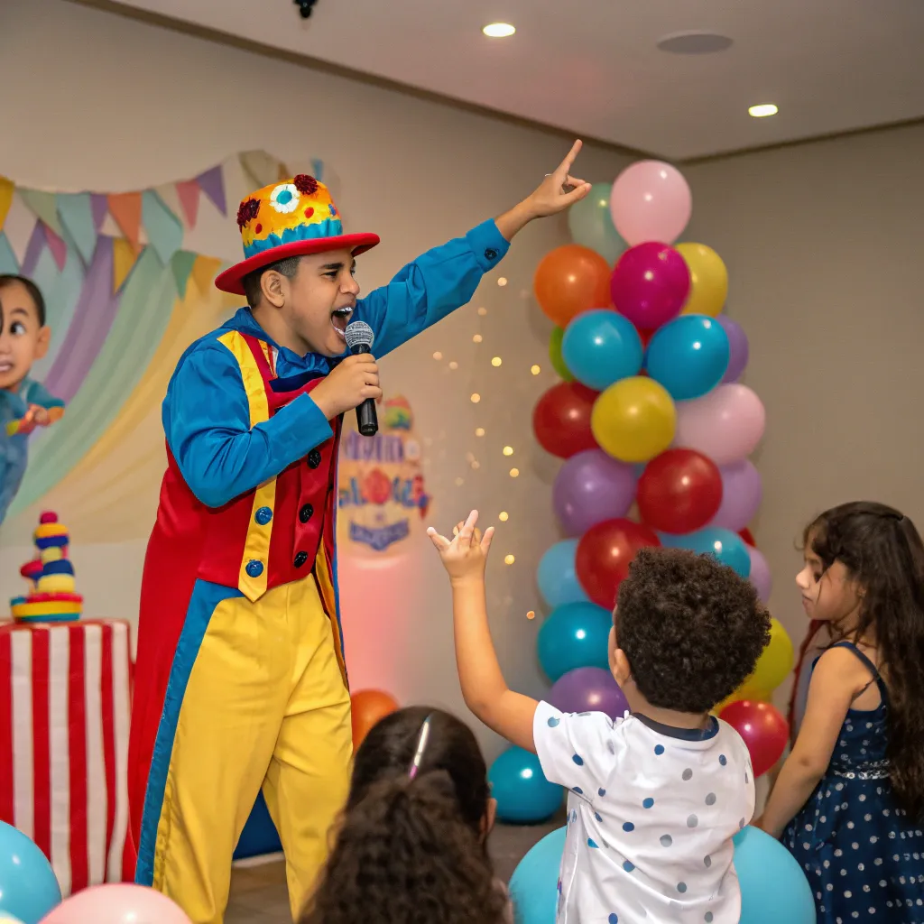 Entertainer performing at a kids party
